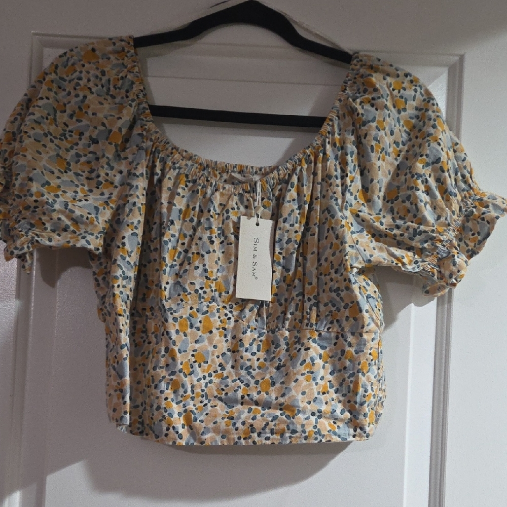 Sass & Bide Speckled Yellow and Blue Blouse